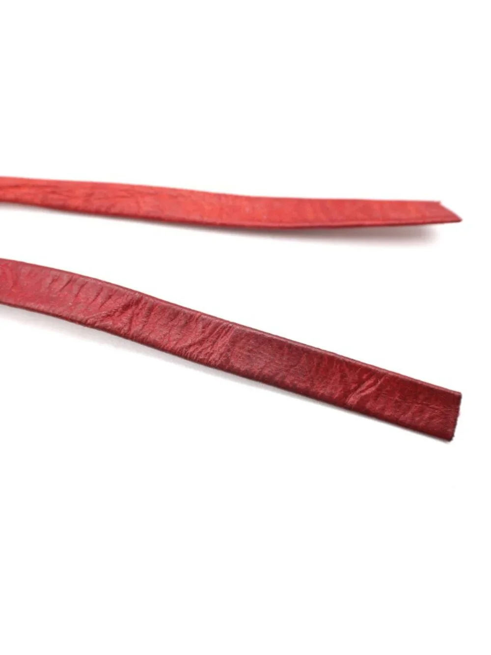 Red Leather Skinny Belt Brass Star Conchos Tie End No Buckle 46